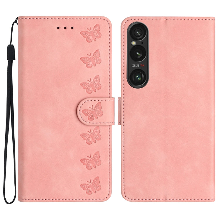 Seven Butterflies Embossed Leather Phone Case