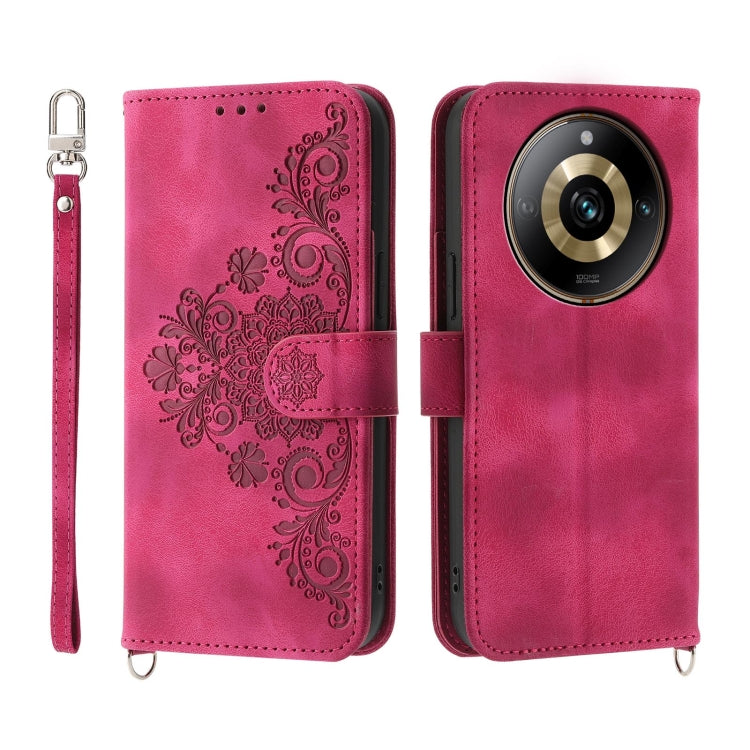 Skin Feel Flowers Embossed Wallet Leather Phone Case