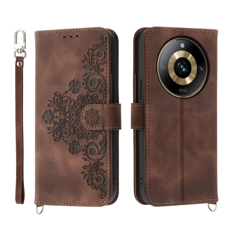 Skin Feel Flowers Embossed Wallet Leather Phone Case