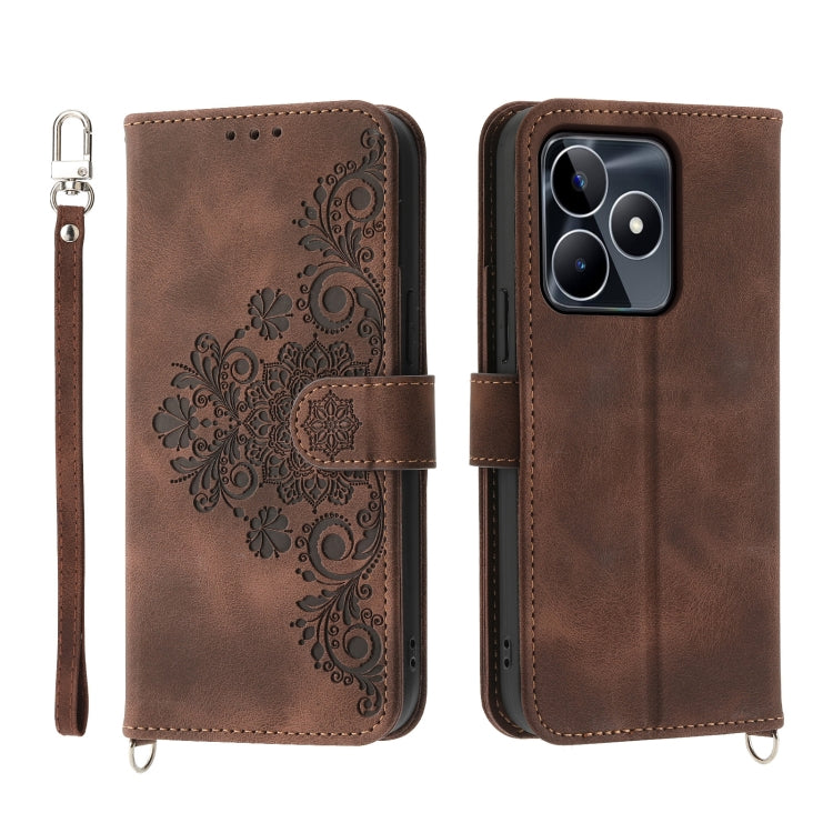 Skin Feel Flowers Embossed Wallet Leather Phone Case