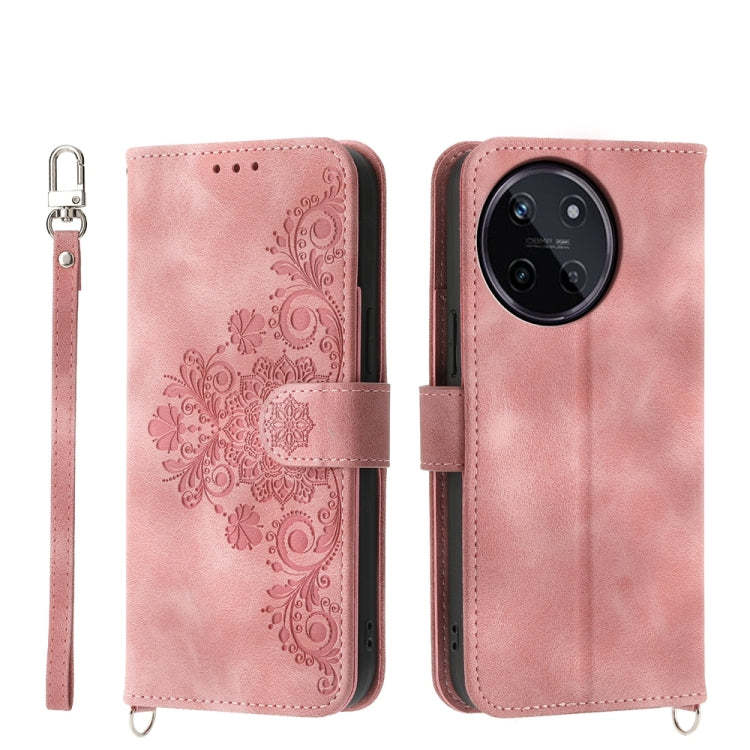 Skin Feel Flowers Embossed Wallet Leather Phone Case