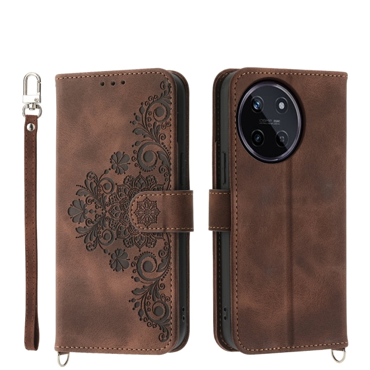 Skin Feel Flowers Embossed Wallet Leather Phone Case