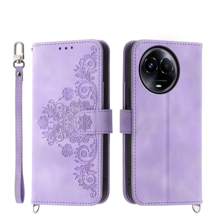 Skin Feel Flowers Embossed Wallet Leather Phone Case