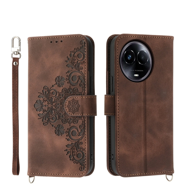 Skin Feel Flowers Embossed Wallet Leather Phone Case
