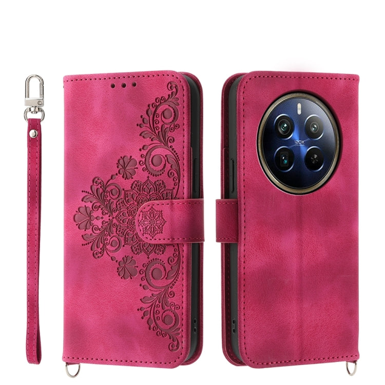 Skin Feel Flowers Embossed Wallet Leather Phone Case
