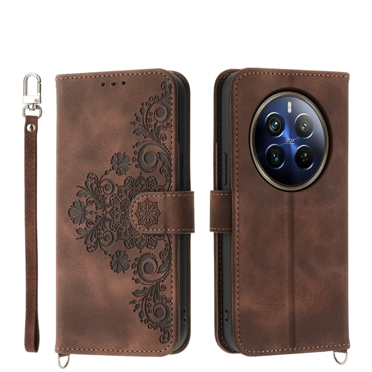 Skin Feel Flowers Embossed Wallet Leather Phone Case