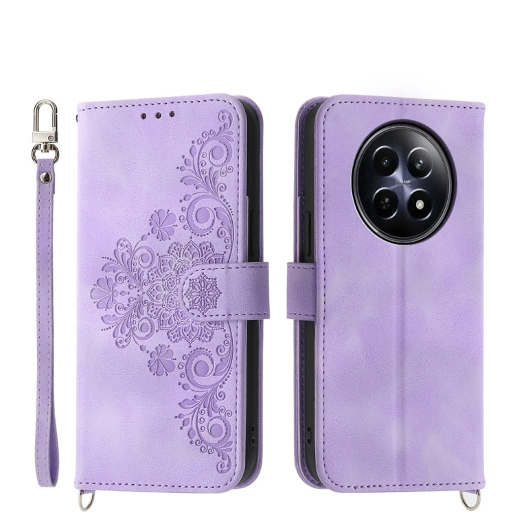 Skin Feel Flowers Embossed Wallet Leather Phone Case