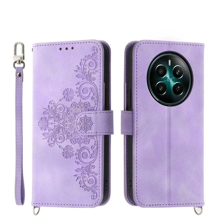 Skin Feel Flowers Embossed Wallet Leather Phone Case