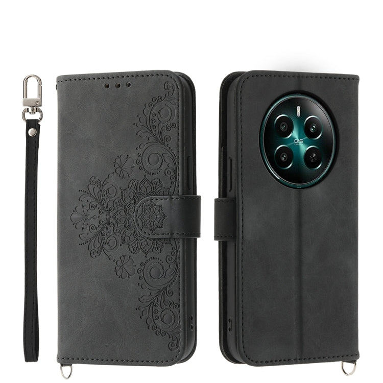 Skin Feel Flowers Embossed Wallet Leather Phone Case