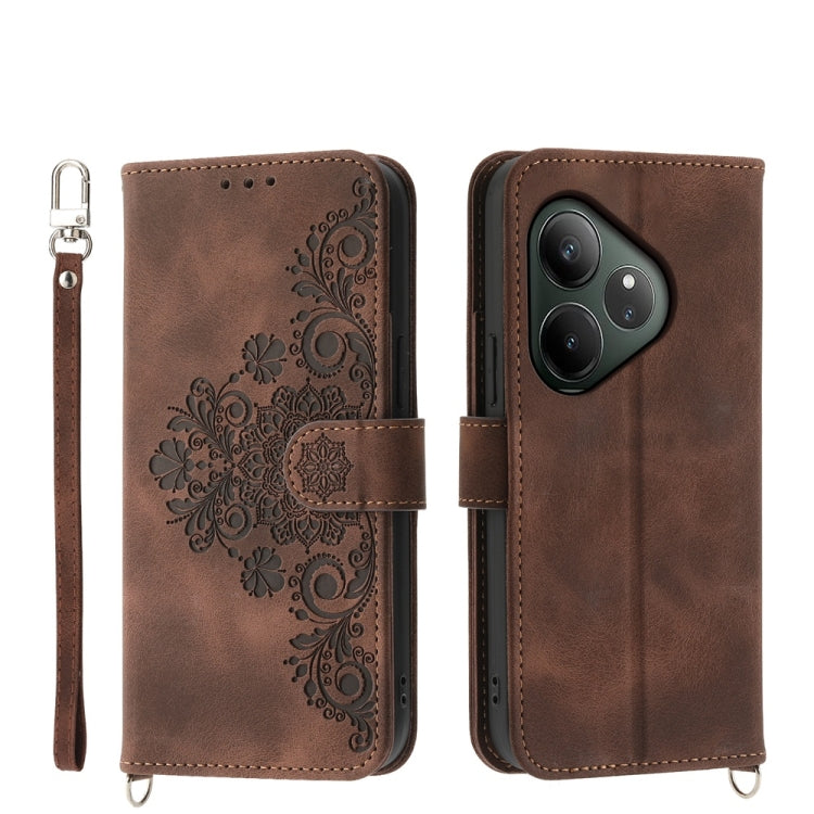 Skin Feel Flowers Embossed Wallet Leather Phone Case