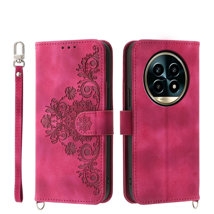 Skin Feel Flowers Embossed Wallet Leather Phone Case
