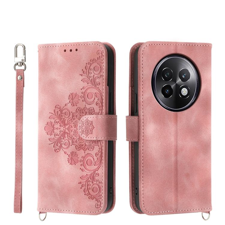 Skin Feel Flowers Embossed Wallet Leather Phone Case