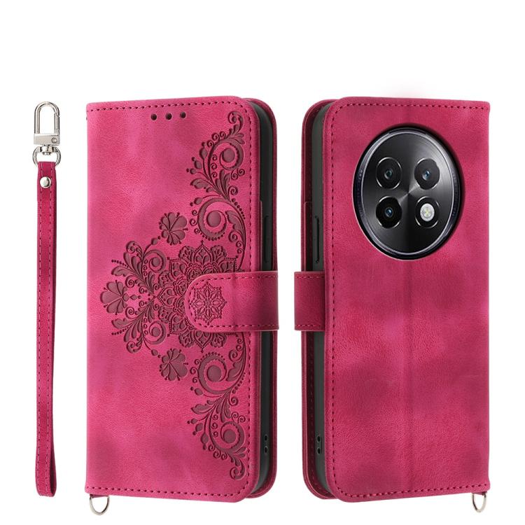 Skin Feel Flowers Embossed Wallet Leather Phone Case