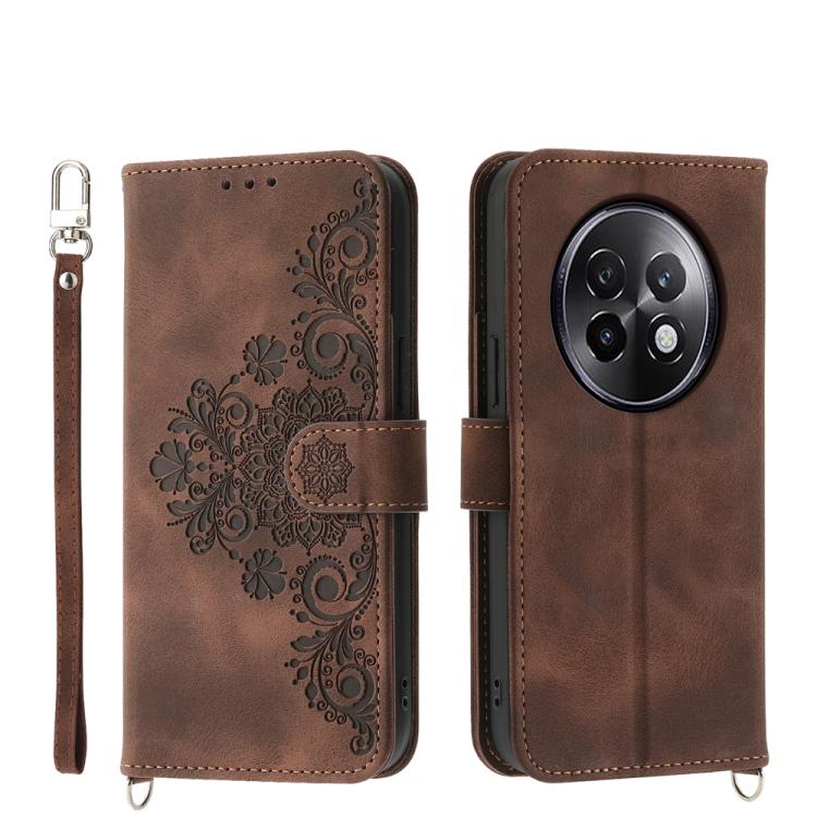 Skin Feel Flowers Embossed Wallet Leather Phone Case