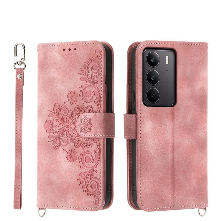Skin Feel Flowers Embossed Wallet Leather Phone Case