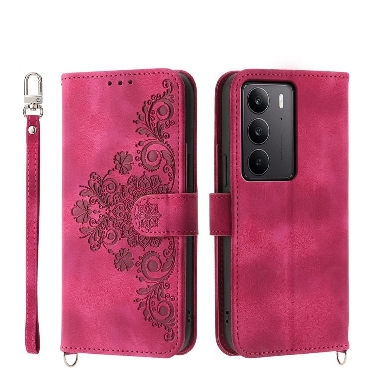 Skin Feel Flowers Embossed Wallet Leather Phone Case