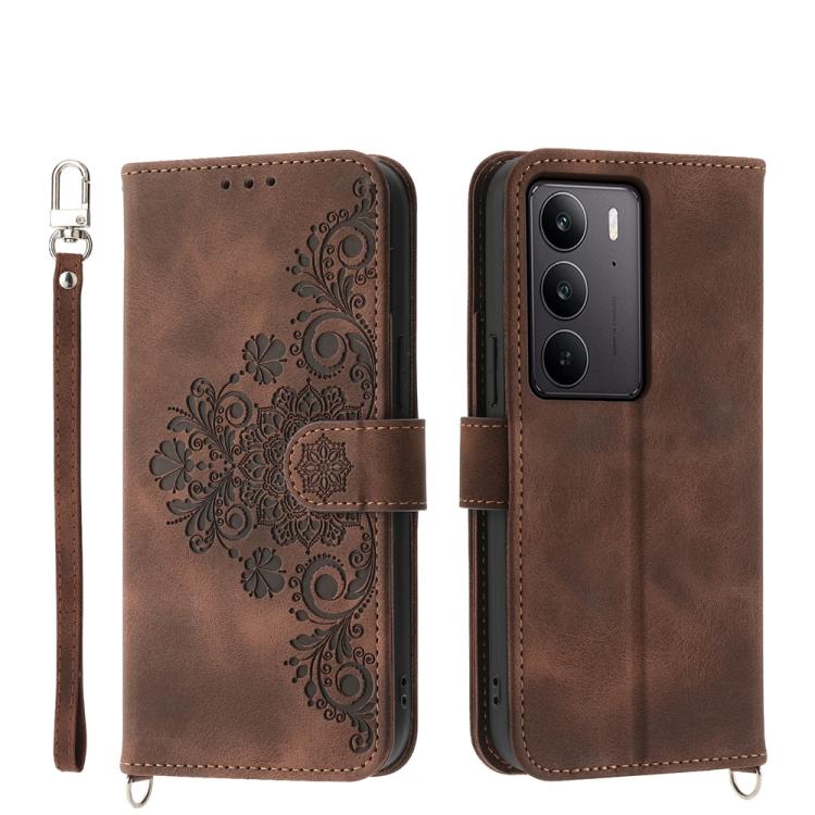 Skin Feel Flowers Embossed Wallet Leather Phone Case