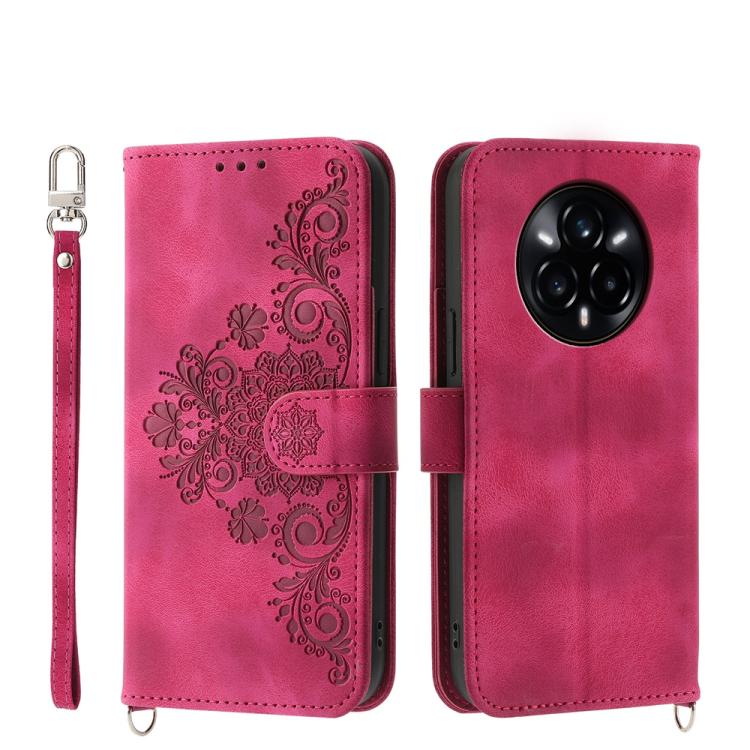 Skin Feel Flowers Embossed Wallet Leather Phone Case