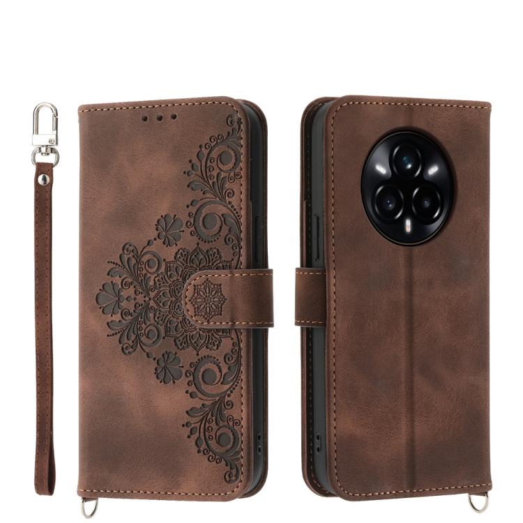 Skin Feel Flowers Embossed Wallet Leather Phone Case