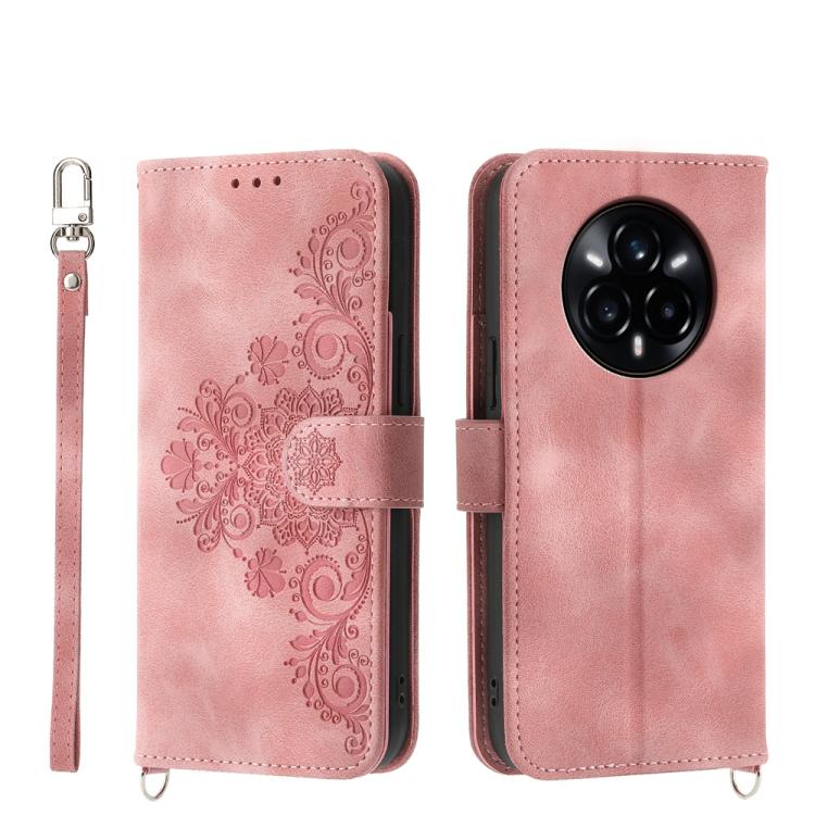 Skin Feel Flowers Embossed Wallet Leather Phone Case