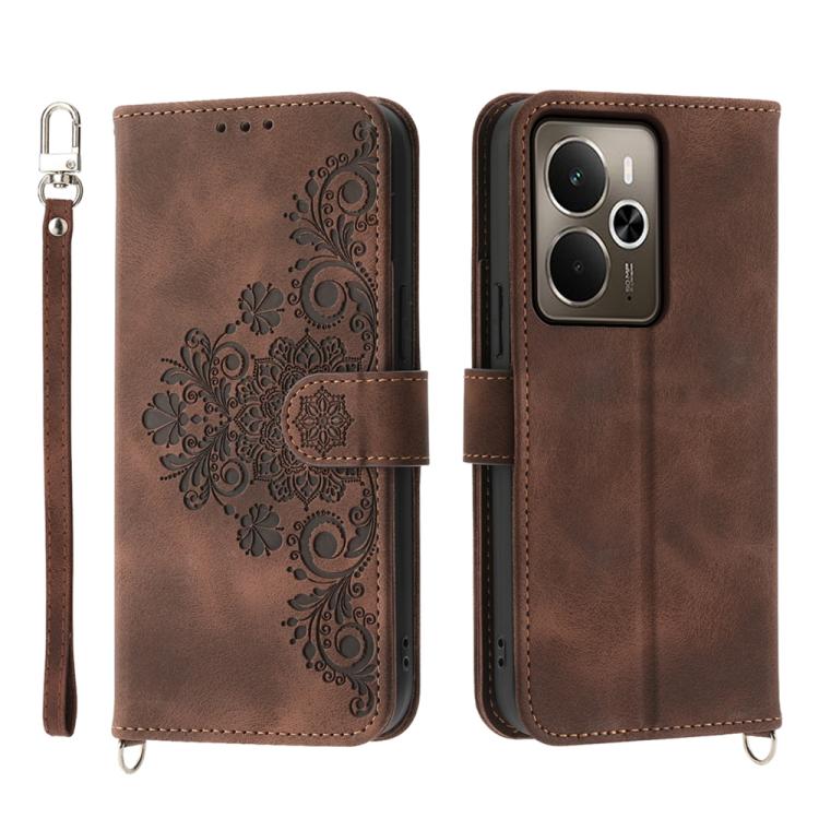 Skin Feel Flowers Embossed Wallet Leather Phone Case