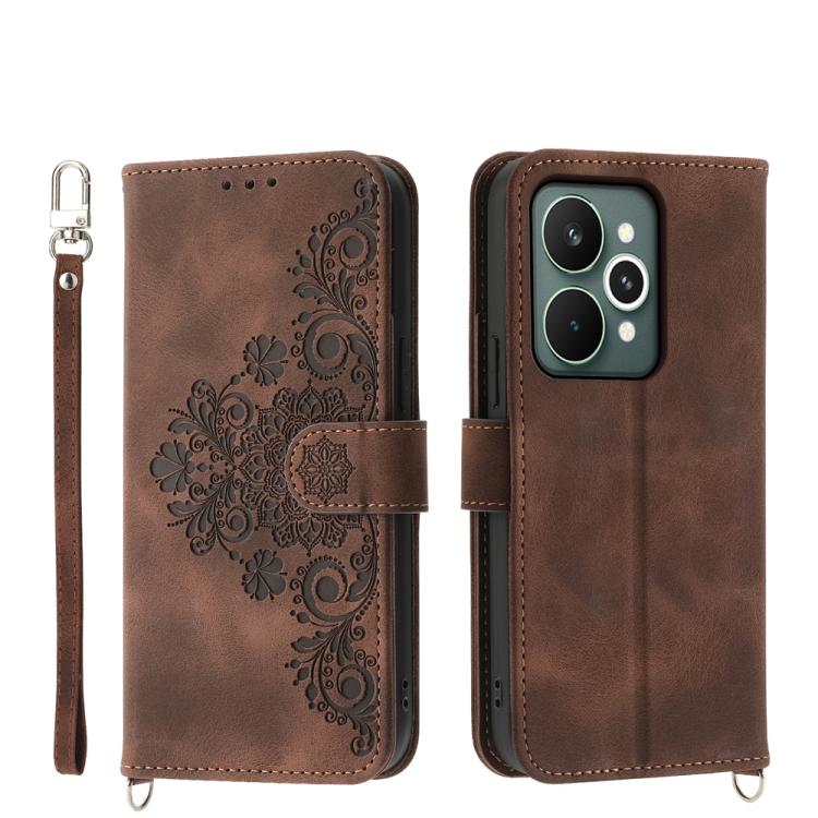 Skin Feel Flowers Embossed Wallet Leather Phone Case