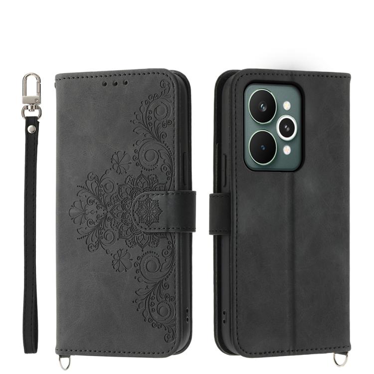 Skin Feel Flowers Embossed Wallet Leather Phone Case
