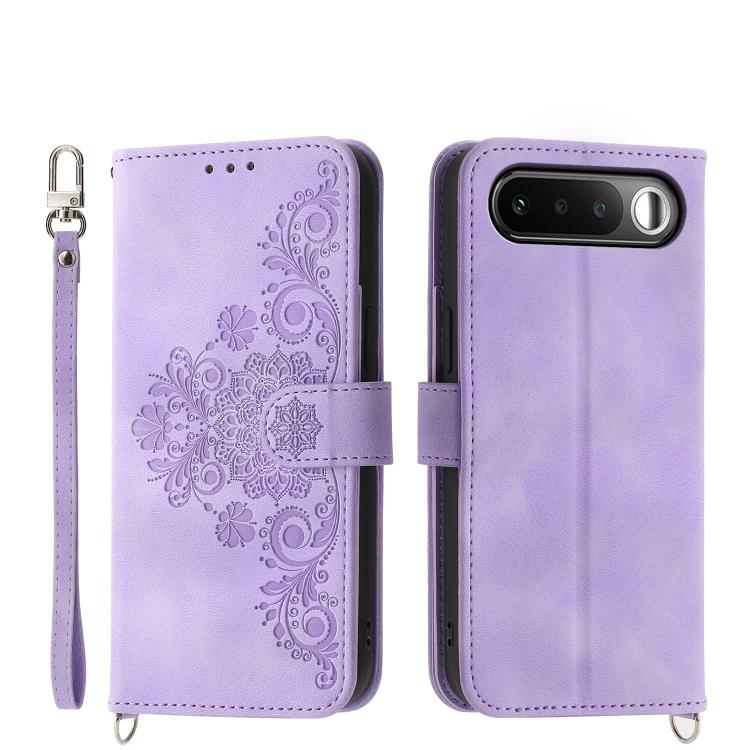 Skin Feel Flowers Embossed Wallet Leather Phone Case