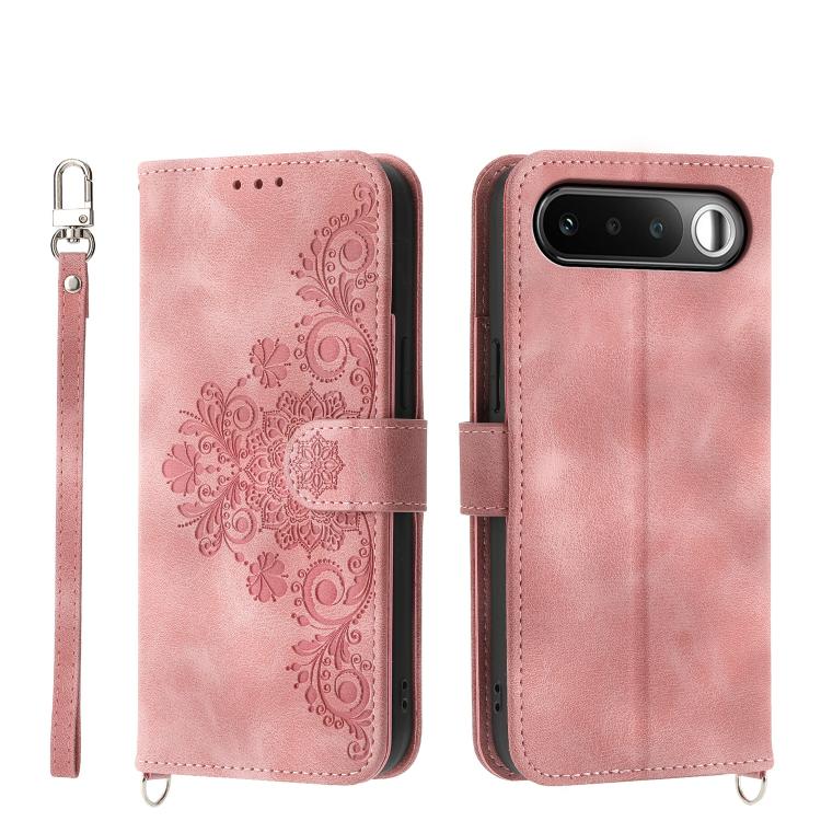 Skin Feel Flowers Embossed Wallet Leather Phone Case