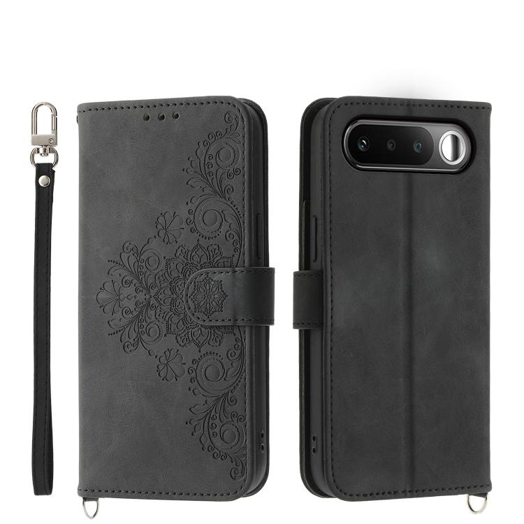 Skin Feel Flowers Embossed Wallet Leather Phone Case