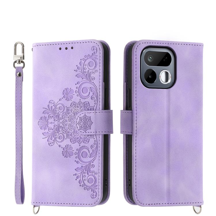 Skin Feel Flowers Embossed Wallet Leather Phone Case