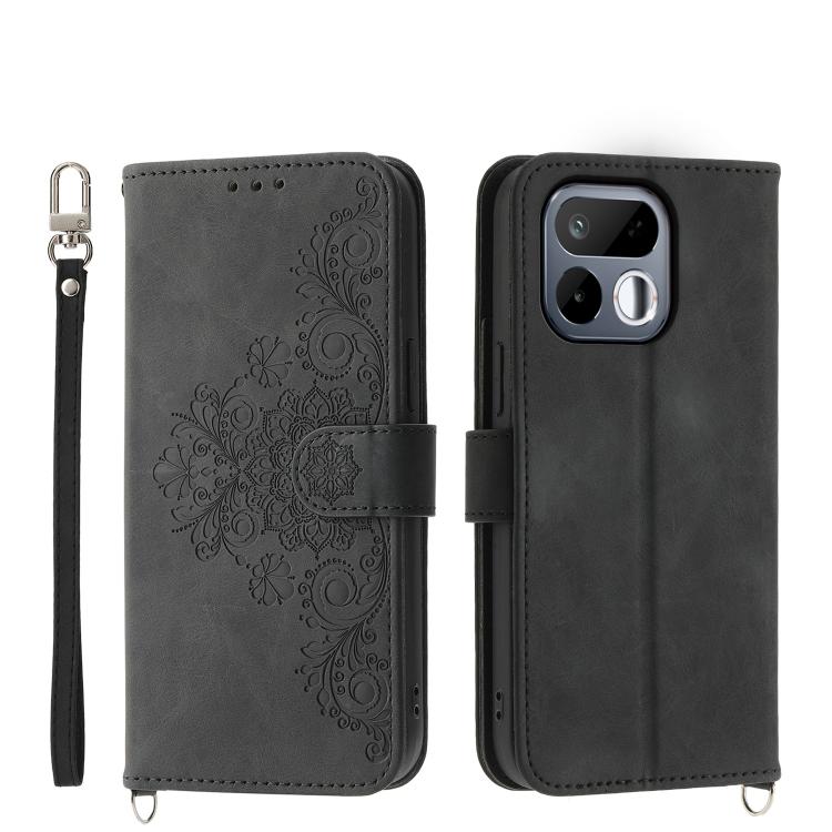 Skin Feel Flowers Embossed Wallet Leather Phone Case