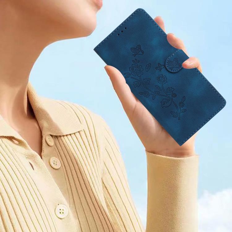 Flower Butterfly Embossing Pattern Leather Phone Case