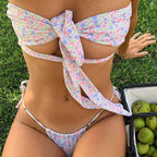 Sexy Strap Ties Thong Backless Two Piece Bikini Swimsuit