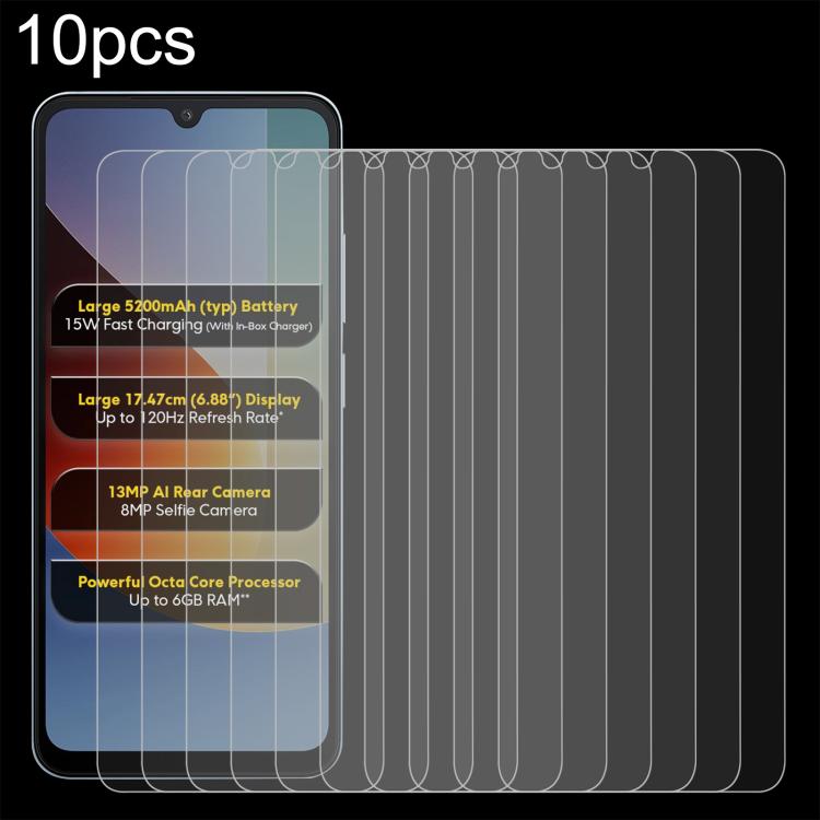 10pcs 0.26mm 9H 2.5D Tempered Glass Film — For Redmi R70 5G / R70m 5G