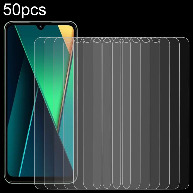 50pcs 0.26mm 9H 2.5D Tempered Glass Film — For Xiaomi Redmi 14R / A3 Pro