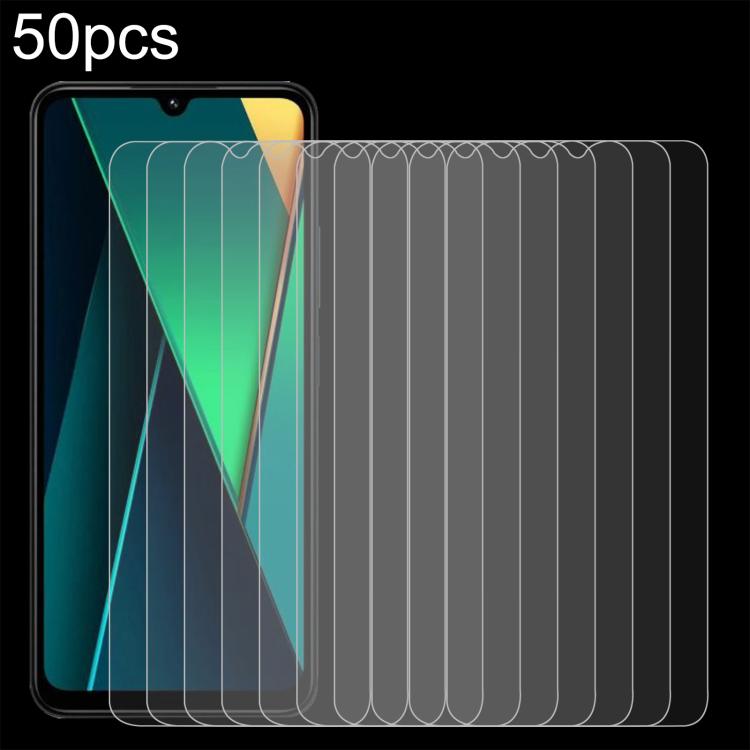 50pcs 0.26mm 9H 2.5D Tempered Glass Film — For Xiaomi Redmi 13x