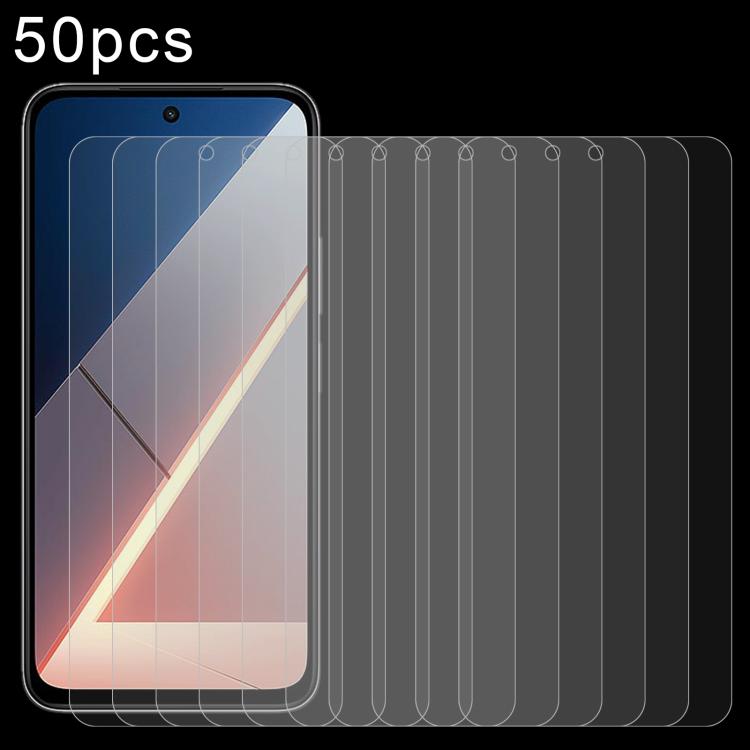 50pcs 0.26mm 9H 2.5D Tempered Glass Film — For Redmi 15C 5G Global 171mm