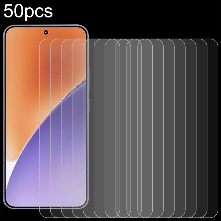 50pcs 0.26mm 9H 2.5D Tempered Glass Film — For Redmi 15 4G SEA 169.5mm