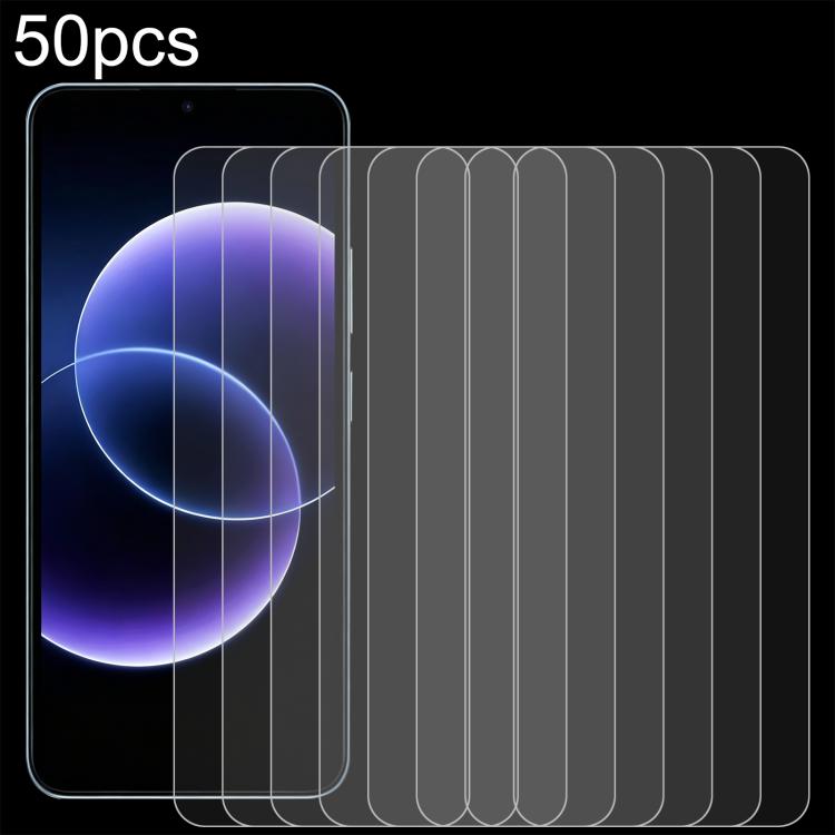 50pcs 0.26mm 9H 2.5D Tempered Glass Film — For Redmi A7 Pro 171mm / Poco C85x 5G