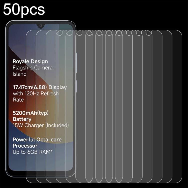 50pcs 0.26mm 9H 2.5D Tempered Glass Film