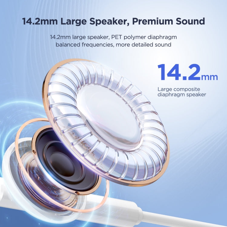 JOYRO0M JR-EC05 Type-C Half In-Ear Wired Earphone, Length: 1.2m