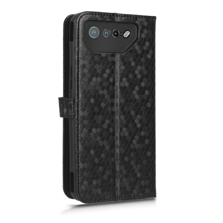 Honeycomb Dot Texture Leather Phone Case — Black