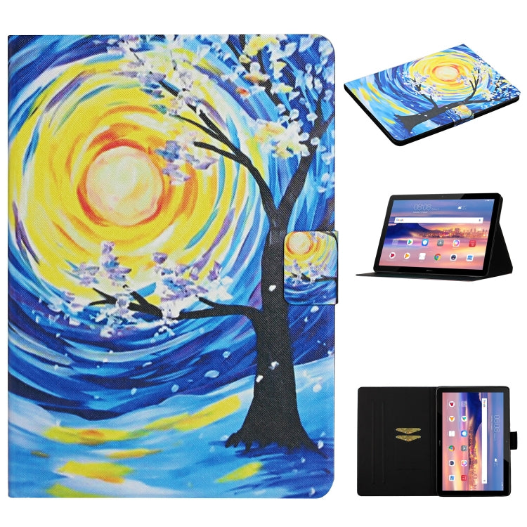 Colored Drawing Pattern Horizontal Flip Leather Case with Holder & Card Slots — Mermaid