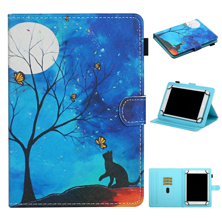 Colored Drawing Pattern Horizontal Flip Leather Case with Holder & Card Slots — Tiger