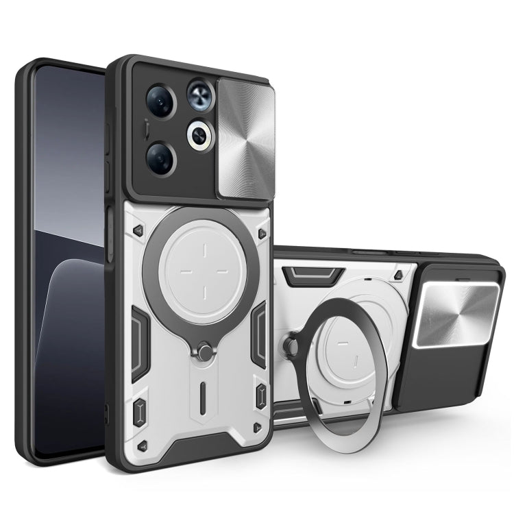 CD Texture Sliding Camshield Magnetic Holder Phone Case — Red