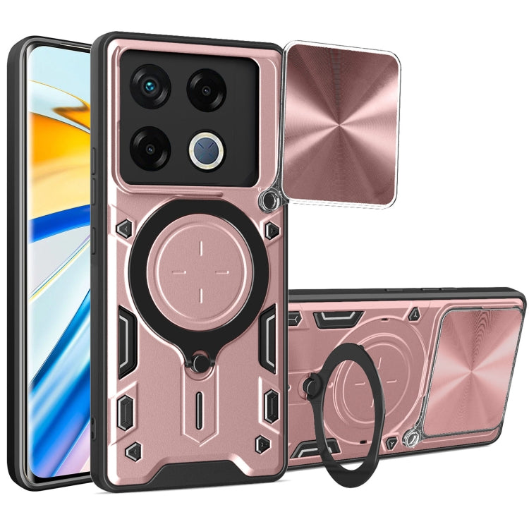 CD Texture Sliding Camshield Magnetic Holder Phone Case — Silver