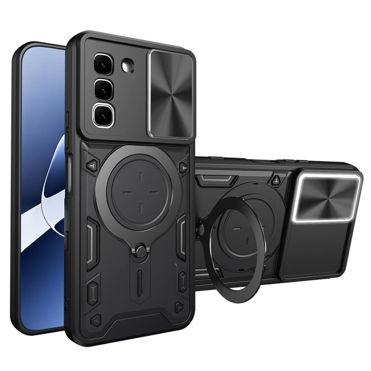 CD Texture Sliding Camshield Magnetic Holder Phone Case — For Infinix Smart 9 / Hot 50i