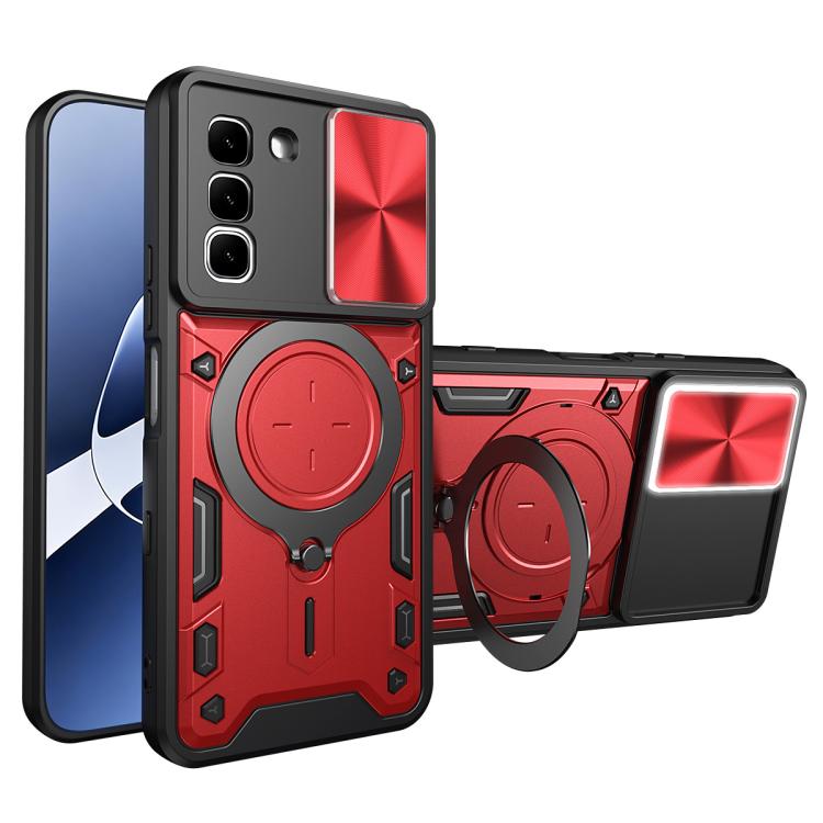 CD Texture Sliding Camshield Magnetic Holder Phone Case — For Infinix Hot 50 4G