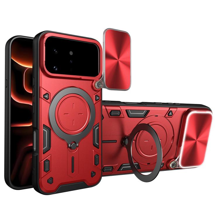CD Texture Sliding Camshield Magnetic Holder Phone Case — Silver